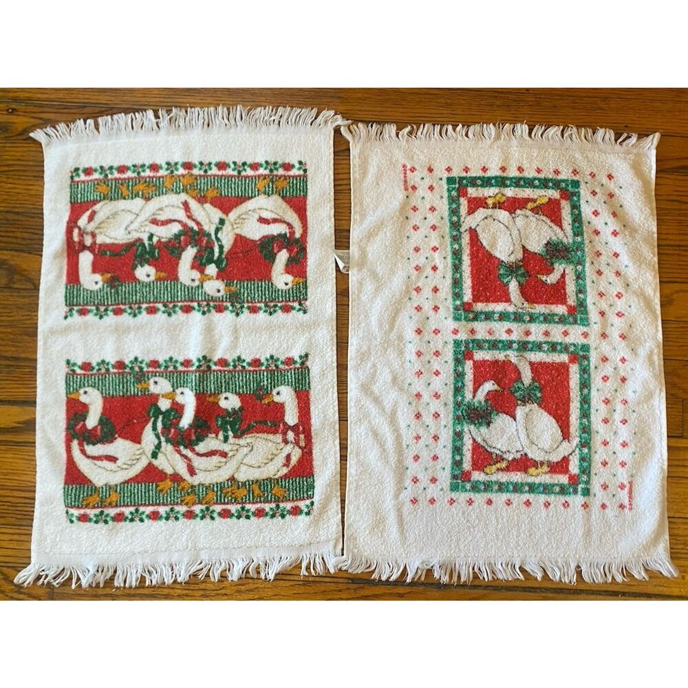 Vintage 80s Cannon Lot Of 2 Geese Kitchen Towels